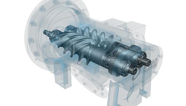 Screw-compressor-with-timing-gear